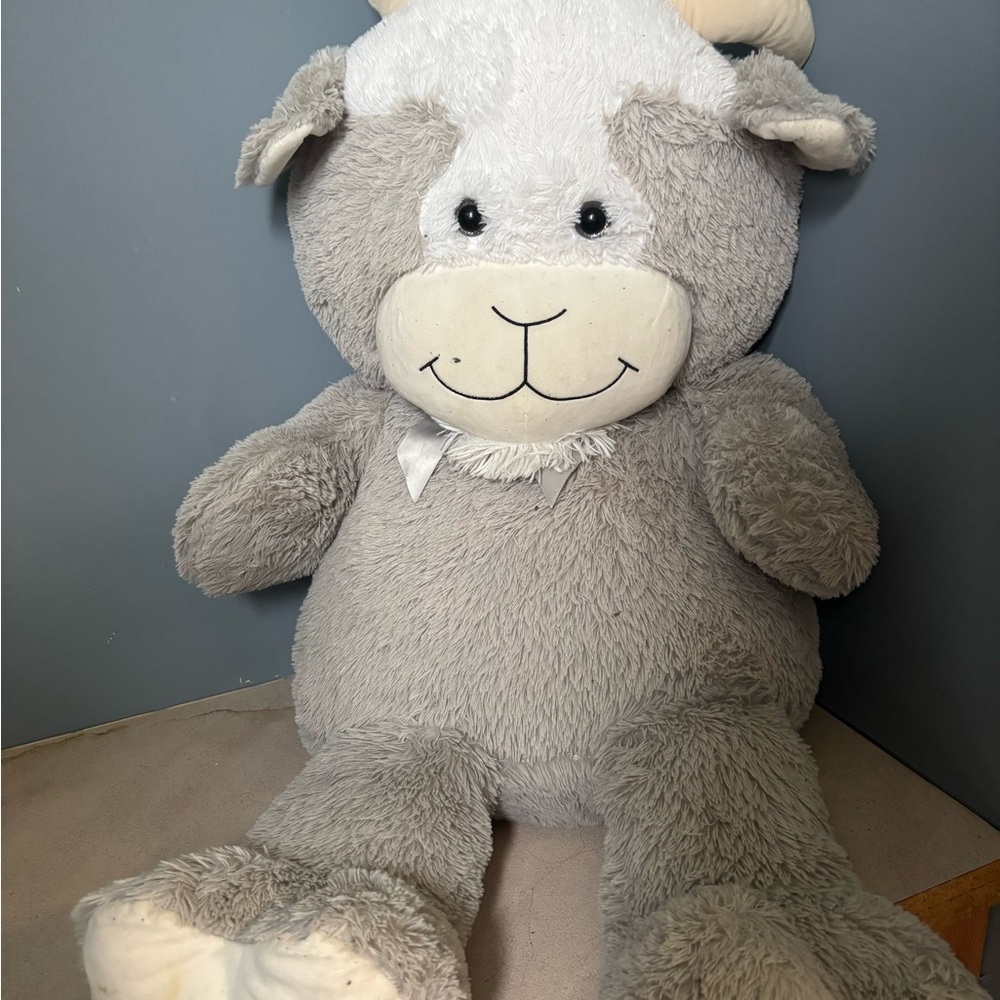 Plush Grey Lamb Stuffed Animal - Soft Cuddly Plush Toy